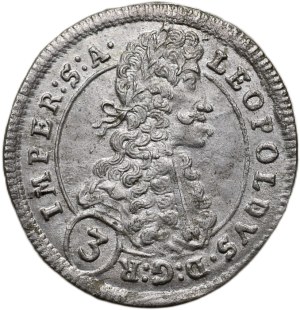 Leopold I. 1657-1705, 3 krejcar 1701 GE Prague - Egeger