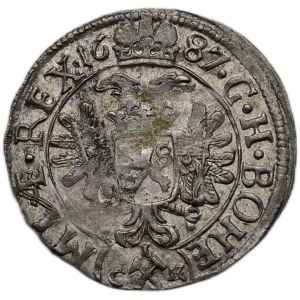 Leopold I. 1657-1705, 3 krejcar 1687 CIK Kutná Hora - Krahe