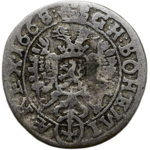 Leopold I. 1657-1705, 3 krejcar 1668 GE Jáchymov(Praha) - Seling