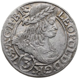 Leopold I. 1657-1705, 3 krejcar 1666 SHS Vratislav - Hammerschmidt