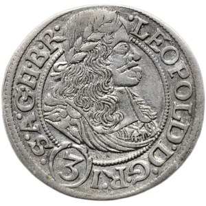 Leopold I. 1657-1705, 3 krejcar 1667 SHS Vratislav - Hammerschmidt