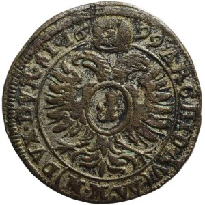 Leopold I. 1657-1705, 1 krejcar 1699 MMW Vratislav/Opolí - Wackerl