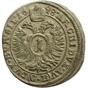 Leopold I. 1657-1705, 1 krejcar 1698 CB Břeh - Brettschneider