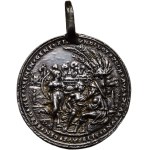 Church medals, Nikl Milicz and his workshop in Jáchymov, AR cast medal, Bathsheba in the bath and King David on the terrace of his palace