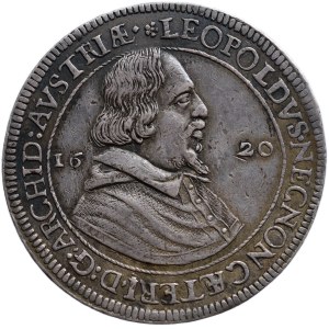 Tyroly, arcivévoda Leopold 1620-1632, tolar 1620 Hall - arcivévoda v církevním šatě
