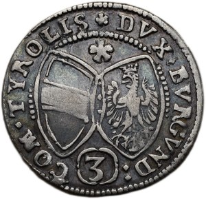 Tyroly, arc. Ferdinand Charles 1632-1662, 3 krejcar 1642 Hall
