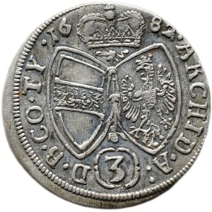 Leopold I. 1657-1705, 3 krejcar 1682 Hall
