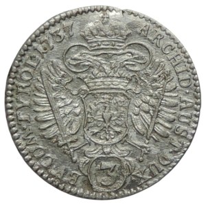 Karel VI. 1711-1740, 3 krejcar 1737 Hall