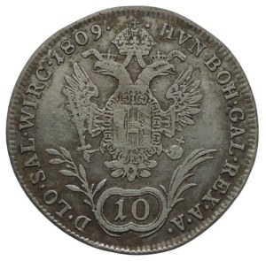 Francis II. 1792-1835, 10 krejcar 1809 A, just. R