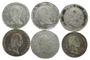 Francis II. 1792-1835, 3 krejcar 1815, 1820, 1822, 1826, 1828, 1832 A 6 pcs