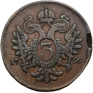 Francis II. 1792-1835, Cu 3 krejcar 1799 A - thick clip