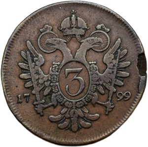 Francis II. 1792-1835, Cu 3 krejcar 1799 A - thick clip