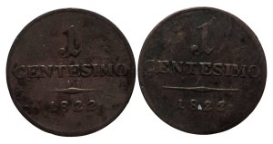 Francis II. 1792-1835, Cu 1 centesimo 1822 V, 1822 M 2pcs