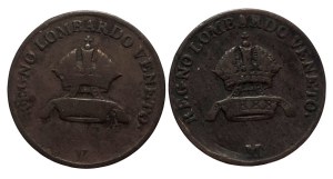 Francis II. 1792-1835, Cu 1 centesimo 1822 V, 1822 M 2pcs