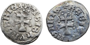 Louis of Anjou 1342-1382, denarius Huszár 547 dots around the cross