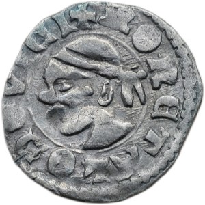 Ludvík z Anjou 1342-1382, denár Huszár 547 kříž s kuličkami a pětilisté květy po stranách