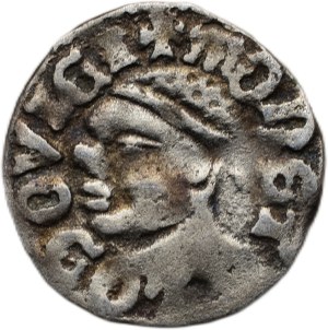 Louis of Anjou 1342-1382, denarius Huszár 547 lilies-S