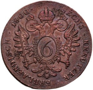 Francis II. 1792-1835, Cu 6 krejcar 1800 B