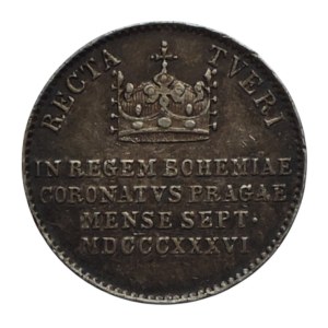 Ferdinand V. 1835-1848, Ag žeton 18mm na korunovaci v Praze 1836