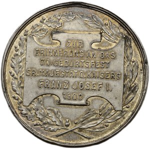 Franz Josef I. 1848-1916, Medaile k 70. narozeninám Jeho Veličenstva císaře FJI.1900, odstraněné ouško, 37mm, 18.242g