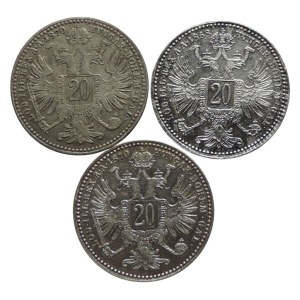 20 krejcar 1868, 1870-2x 3pcs