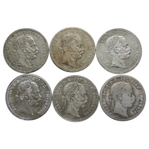 10 krejcar 1868, 1869-4x, 1872 6pcs