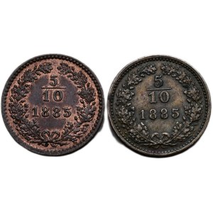 5/10 krejcar 1885 obě var. orlů