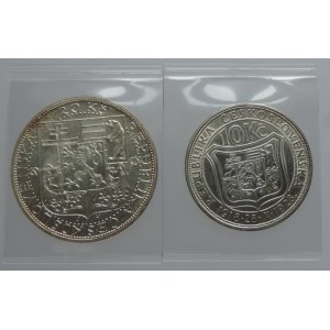 20 Kč 1937 TGM, 10 Kč 1928 TGM