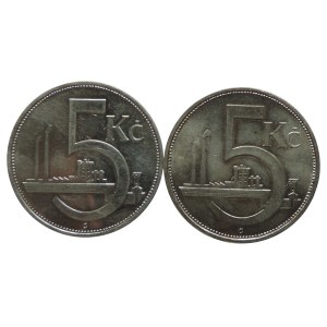 5 CZK 1929, 1930 Ag 2pcs