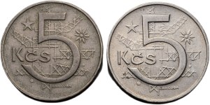 5 CZK 1966, both var. numerals