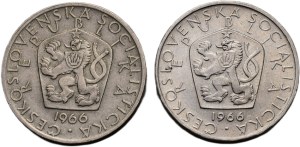 5 CZK 1966, both var. numerals
