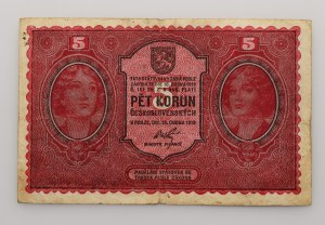 Czechoslovakia 1919-1939, 5 CZK 1919 series 0081