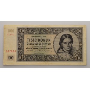 Czechoslovakia 1945-1992, 1000 CZK 1945 series 07 D