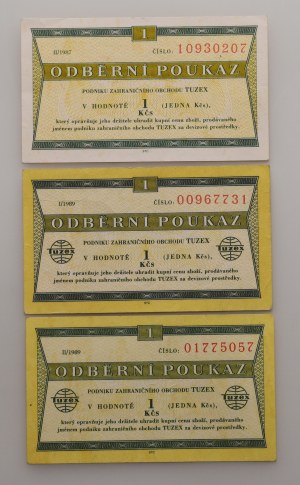 Czechoslovakia 1945-1992, Tuzex - 1 CZK, voucher II/1987, I/1989, II/1989