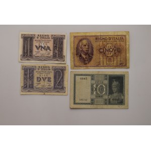 Itálie, 10 lire, 5 lire 2 lire, 1 lira
