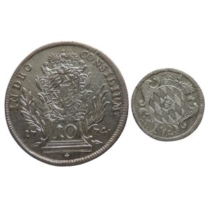 Bavaria, Maximilian III. Joseph 1745-1777, 10 kreuzar 1777, just + 1 kreuzar 1755