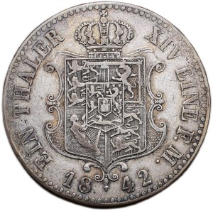 Hannover, Ernst August 1837-1851, thaler 1842 A, Clausthal, KM.197.1, dr.hr., dr.rysky, vl.škr., patina, 22.126g