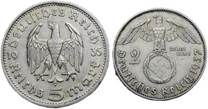 5 mark 1935 J, 2 mark 1938 D