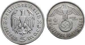 5 mark 1935 J, 2 mark 1937 D