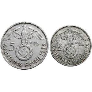 5 mark 1938 D, 2 mark 1939 J