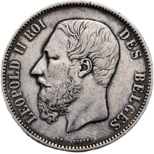 Belgie, Leopold II. 1865-1909, 5 frank 1870