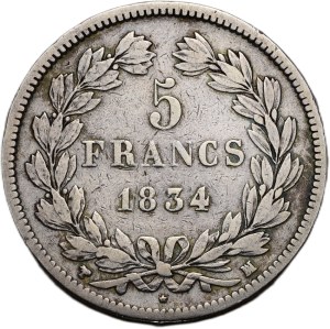 France, Louis Philippe 1830-1848, 5 francs 1834 MA
