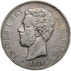 Spain, 5 pesetas 1871