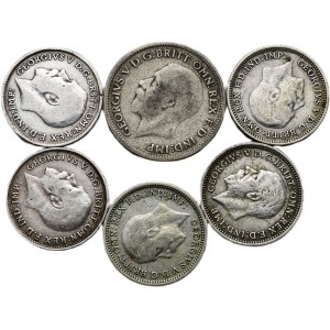 Great Britain, George V. 1910-1936, 6 pence 1930, 3 pence 1913, 1918, 1931, 2x 1936