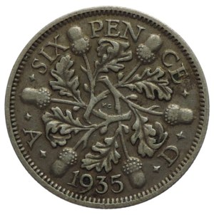 Great Britain, George V. 1910-1936, 6 pence 1935