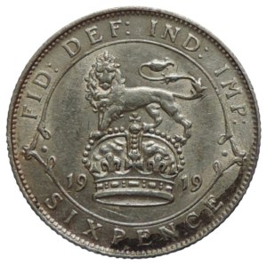 India, George V., 6 pence 1919 Ag