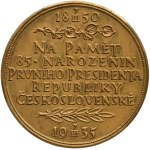 Kolářský Z., Španiel Otakar - medal for 85th birthday 1935 - bust from right, description / 7-line inscription, branches, Signed, bronze 50 mm