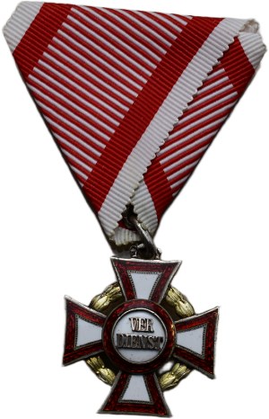 FJI. - military meritorious cross III. Class with war decoration. Ag, hallmark of Diana's head and maker's mark, Marko-136f, ribbon