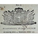 Warsaw News. Saturday, September 21, 1771. number 94 [newspaper, Warsaw].