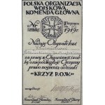 Awarding the Cross of the Polish Military Organization. Diploma - Warsaw 1919 [K. Polkowski, E.Rydz-Śmigły].